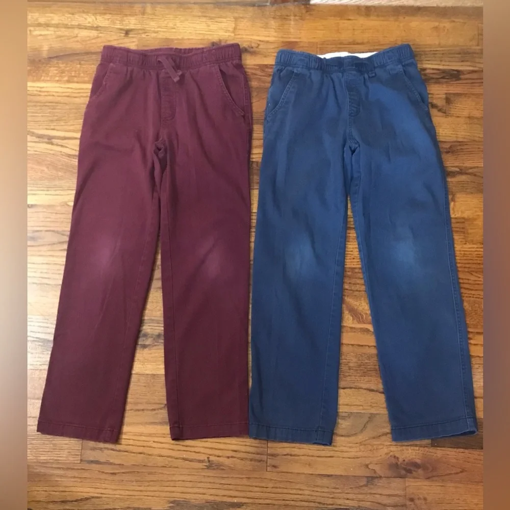 Wonder Nation Burgundy / Navy Blue School Uniform Pants  Large  Elastic Waist